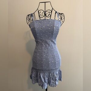 Hollister Light Blue Smocked Mini Dress